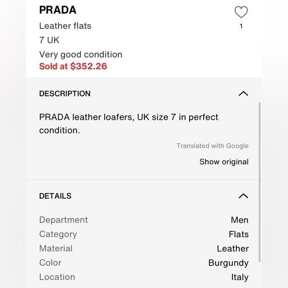 25% PRICE DROP!! $225 (was $295)
GORGEOUS PRADA Loafers - Picture 13 of 14